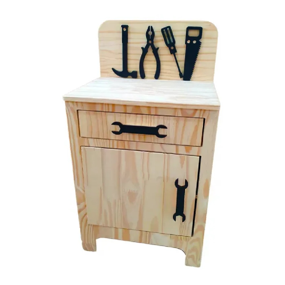 Bancada de Ferramentas Montessoriana Pequena + Kit de Ferramentas Fashion Toys