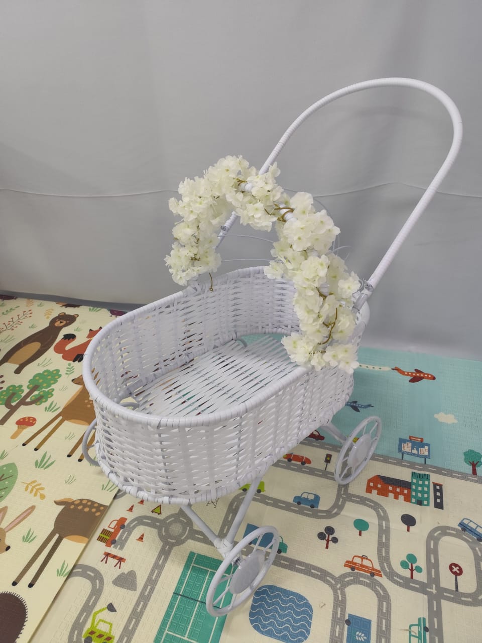 Carrinho de Bebe para Casamento (Daminha e Pajem) - Branco D'Cabana Artesanatoa e Decorações