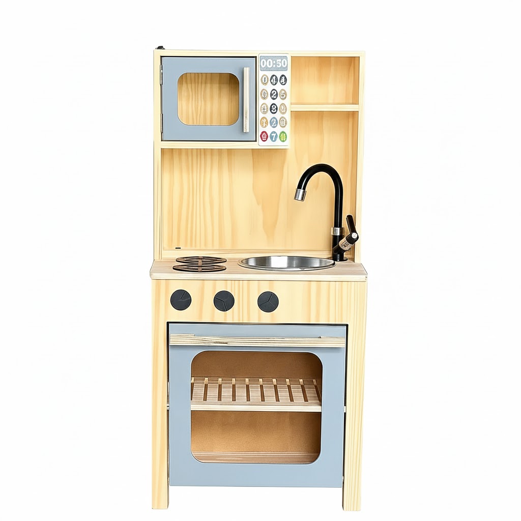 Cozinha Pequena Cinza + Kit Panelinha Montessoriana Fashion Toys