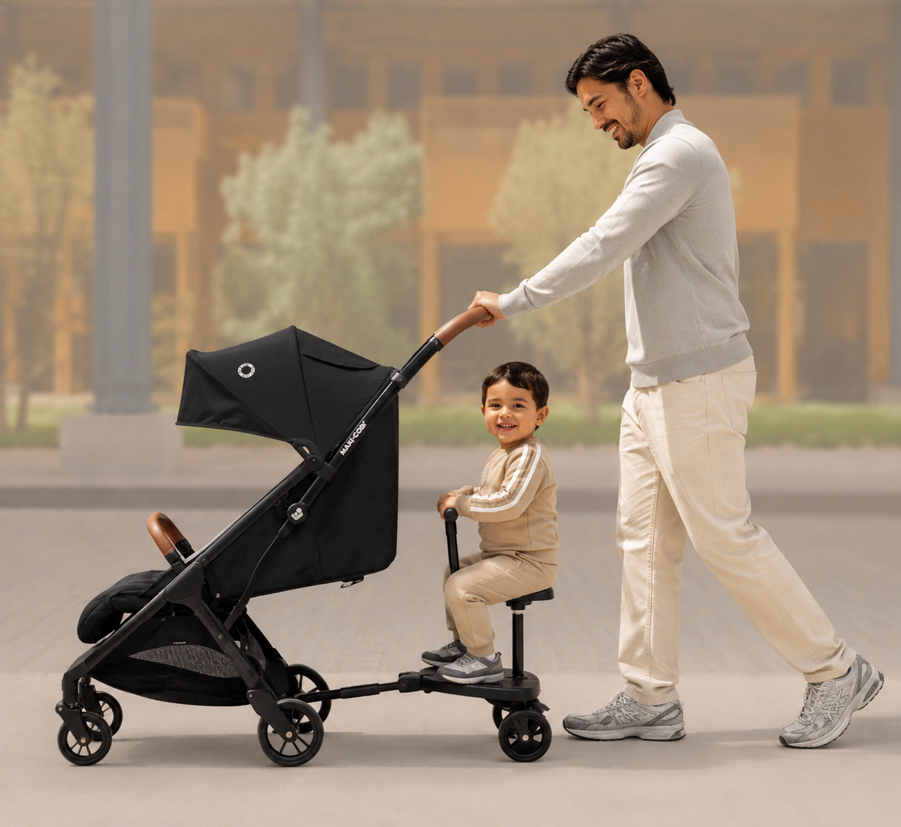 Kit 2 Irmãos — Carrinho EVA + Plataforma Hop-On Board Maxi Cosi