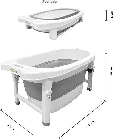 Banheira Portátil Dobrável Média - Cinza/Branco Clingo