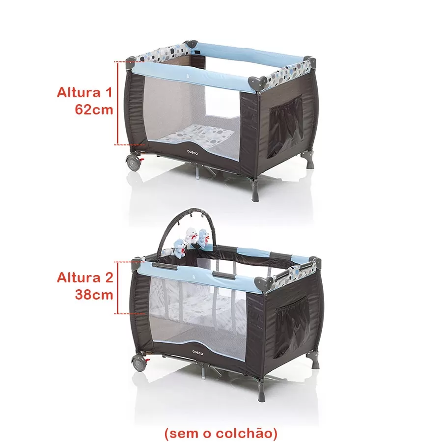 Berço e Chiqueirinho Dobrável Toybar + Colchonete Extra Cosco