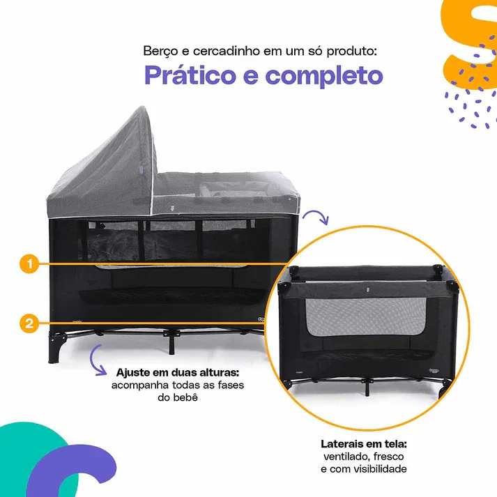 Berço Portátil Happy + Colchonete Extra Cosco
