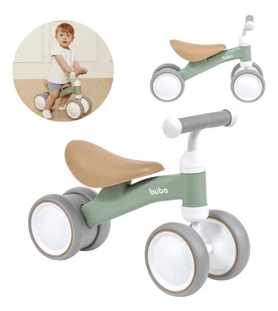 Bicicleta De Equilíbrio 4 Rodas Bebê Sem Pedal Infantil Buba
