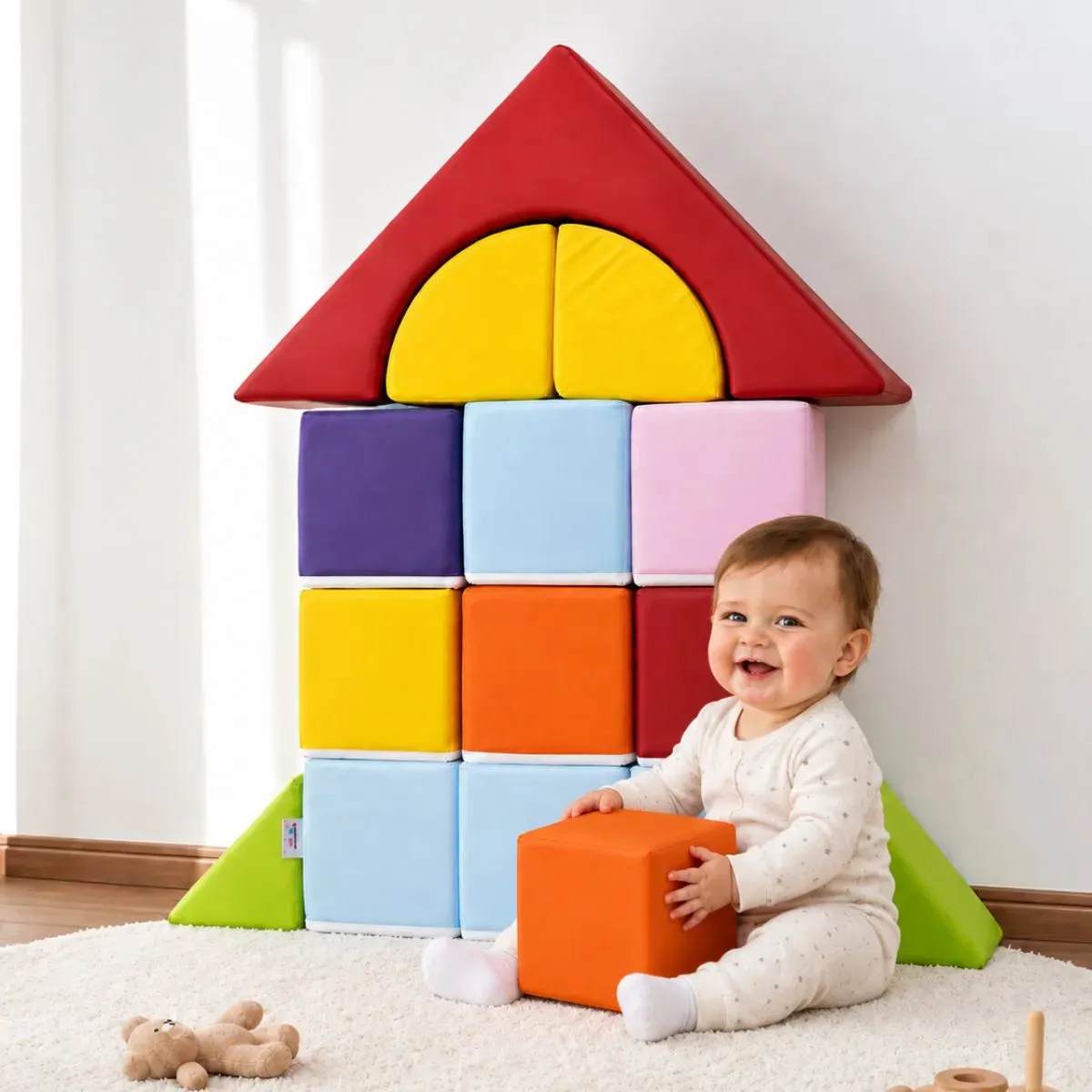 Blocos Geométricos Espumados 13 Peças 1 a 6 anos Brinquedos Mil
