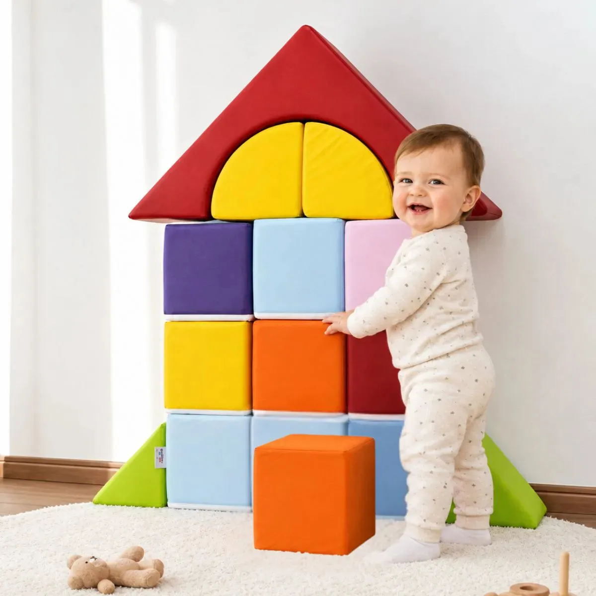Blocos Geométricos Espumados 13 Peças 1 a 6 anos Brinquedos Mil