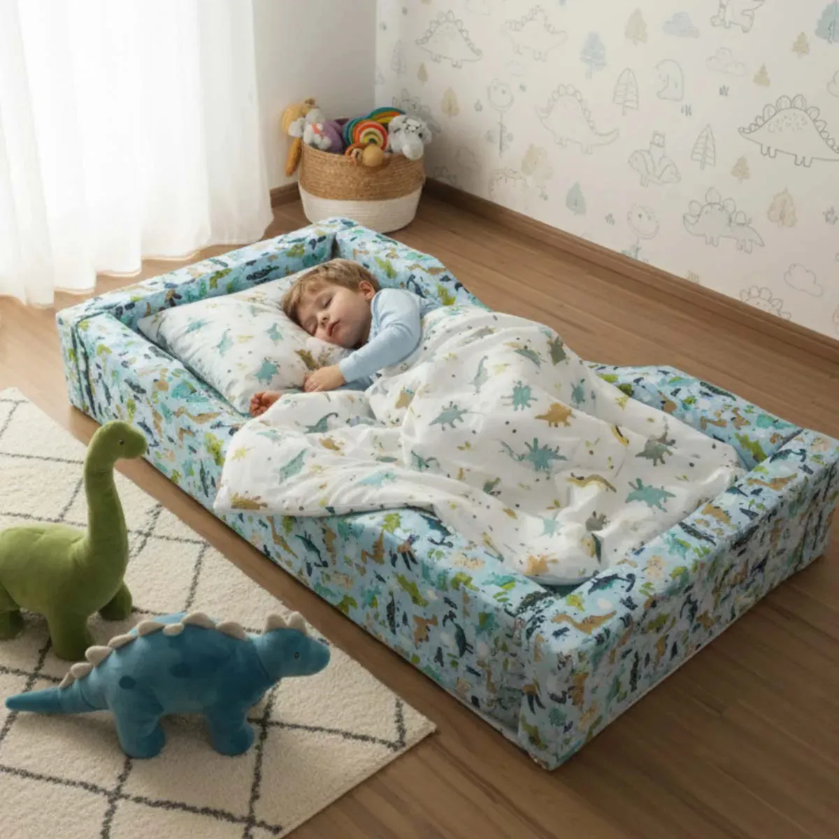 Caminha Montessori Berço Nacional 150 x 80cm com colchão - Estampa: Circo Boho Chic Brinquedos Mil
