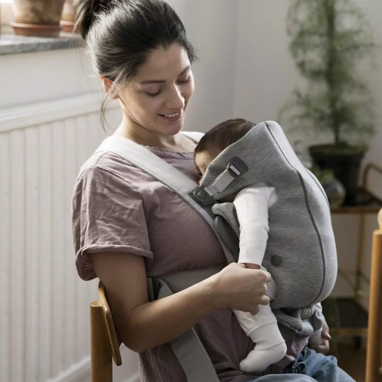 Canguru BabyBjörn Baby Carrier Mini, 3D Jersey - BabyJorn - Cinza