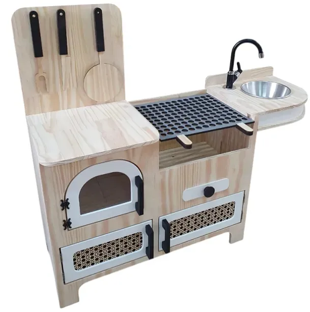 Churrasqueira e Forno de Pizza + Kit de Carnes Fashion Toys