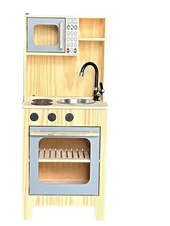 Cozinha Pequena Cinza + Kit Panelinha Montessoriana Fashion Toys