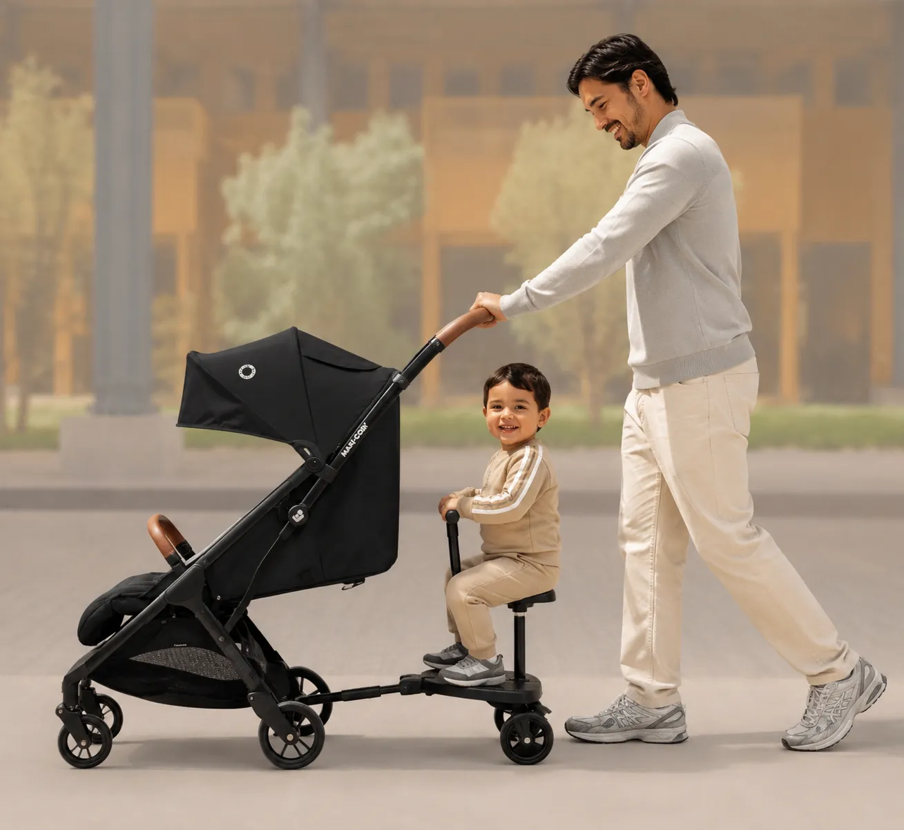 Kit 2 Irmãos — Carrinho EVA + Plataforma Hop-On Board Maxi Cosi