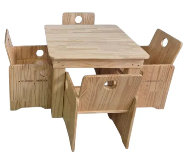 Mesa Com 4 Cadeiras Pinus Fashion Toys