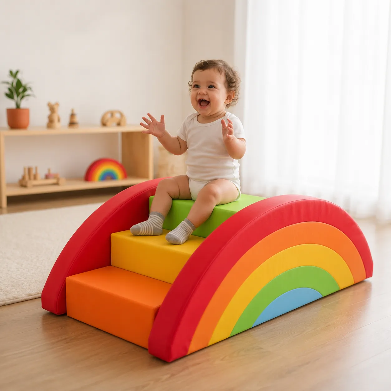Ponte Pikler Espumada Arco-Íris Brinquedos Mil